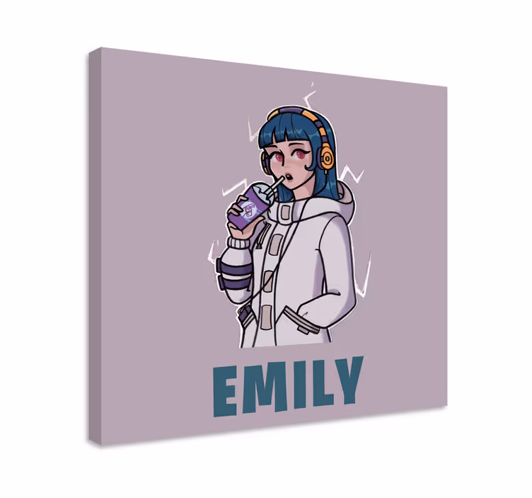 Tyttö kuulokkeet nimi Ihmis canvas taulu - Tenstickers