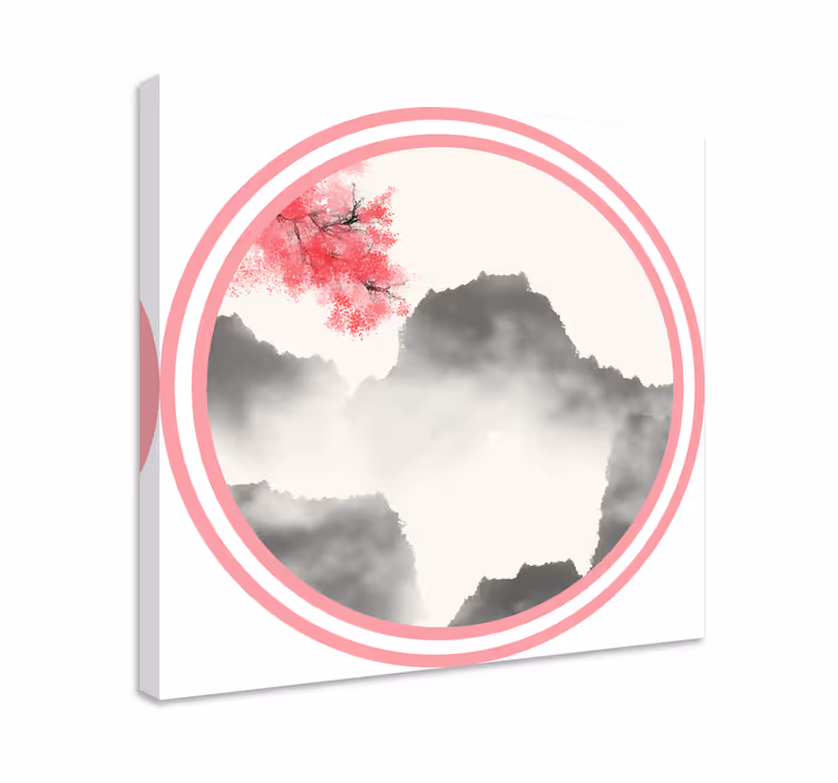 Vuoren siluetti kukilla maisema canvas taulu - Tenstickers