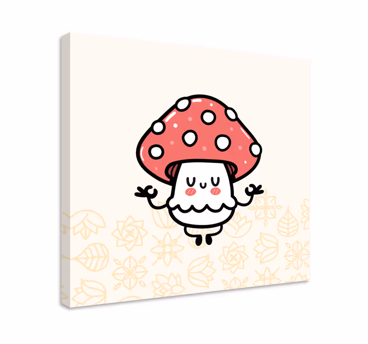 Söpö hauska onnellinen sieni lasten canvas - Tenstickers
