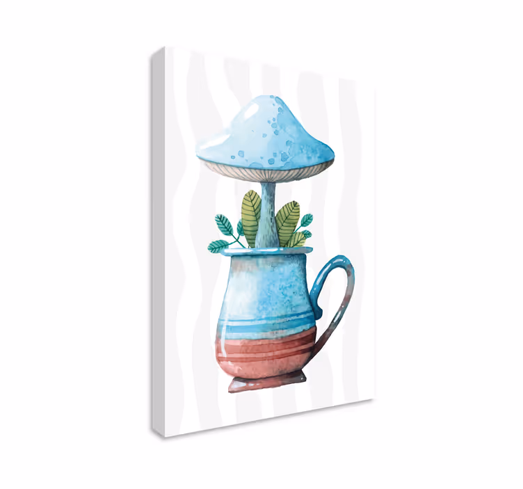Sieni kupissa kukka ja kasvi canvas taulu - Tenstickers