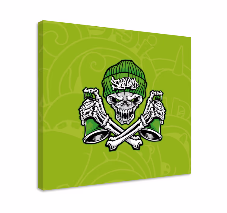Pääkallo kahvikuppeja hahmo canvas taulu - Tenstickers