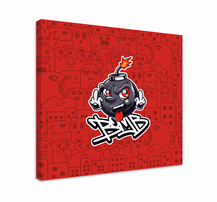 Sarjakuvapommiemojiteksti canvas taulu - Tenstickers