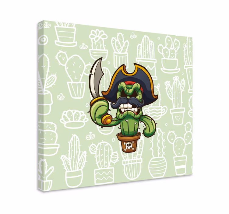 Kaktusmerirosvohahmo kasvi canvas taulu - Tenstickers