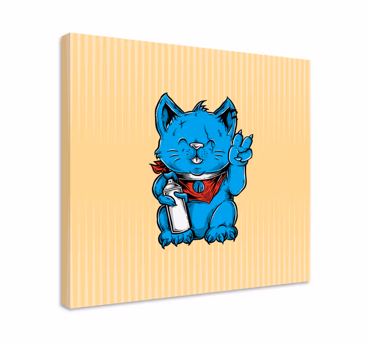 Leikkisä sininen kissa canvas - Tenstickers
