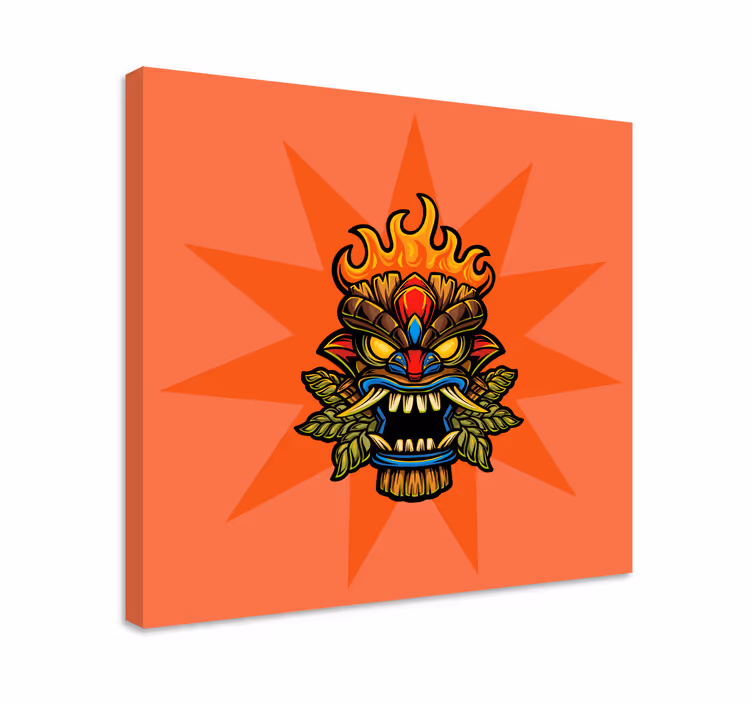 Palo tiki -naamio sarjakuva graffiti moderni canvas - Tenstickers
