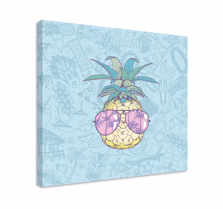 Ananasta aurinkolasit päässä canvas-taulu - Tenstickers