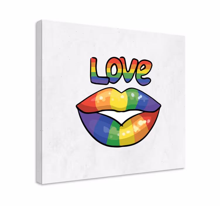 Värikkäät rakkaus huulipusut canvas taulu sanonnat - Tenstickers
