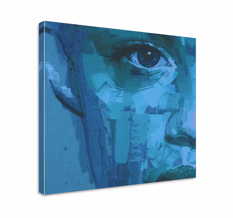 Silmän yksityiskohta sininen hahmo canvas taulu - Tenstickers
