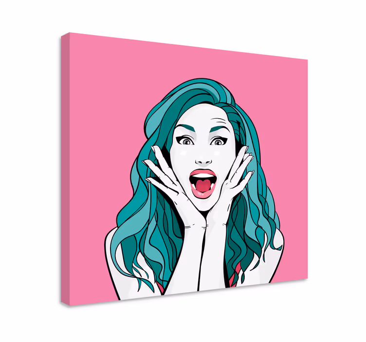 Nainen huutaa pop -taiteen tyyliin moderni canvas - Tenstickers