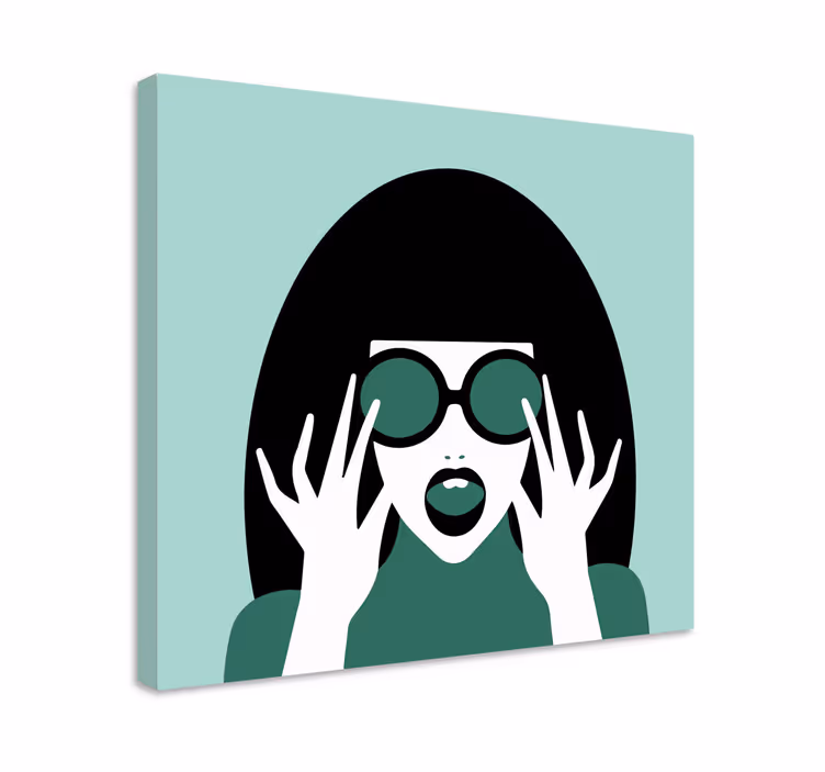Tyylikäs nainen lasissa hahmo canvas taulu - Tenstickers