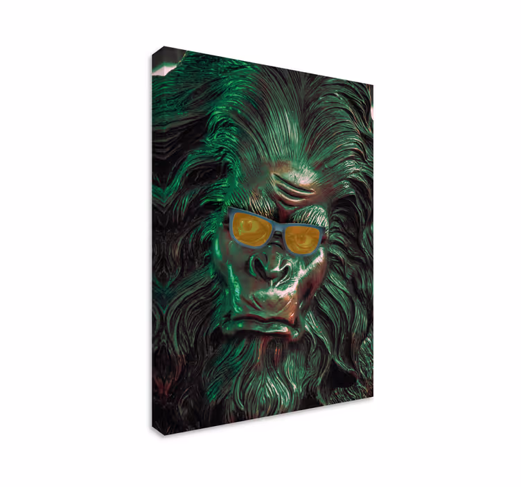 Tyylikkäät gorillakasvot höyhen canvas taulu - Tenstickers