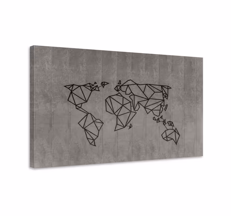 Harmaa ja musta maailmankartta 3d canvas - Tenstickers