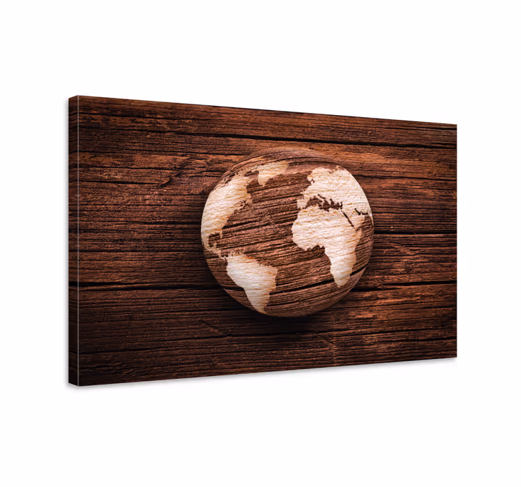 Maantieteellinen puinen maailmankartta 3d canvas - Tenstickers