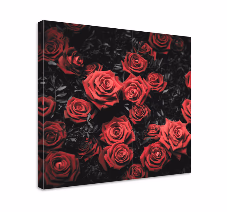 Mustavalkoinen punaisilla ruusuilla canvas taulu kukka - Tenstickers