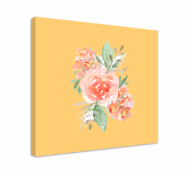 Vintage keltainen ruusu maalaus canvas taulu kukka - Tenstickers