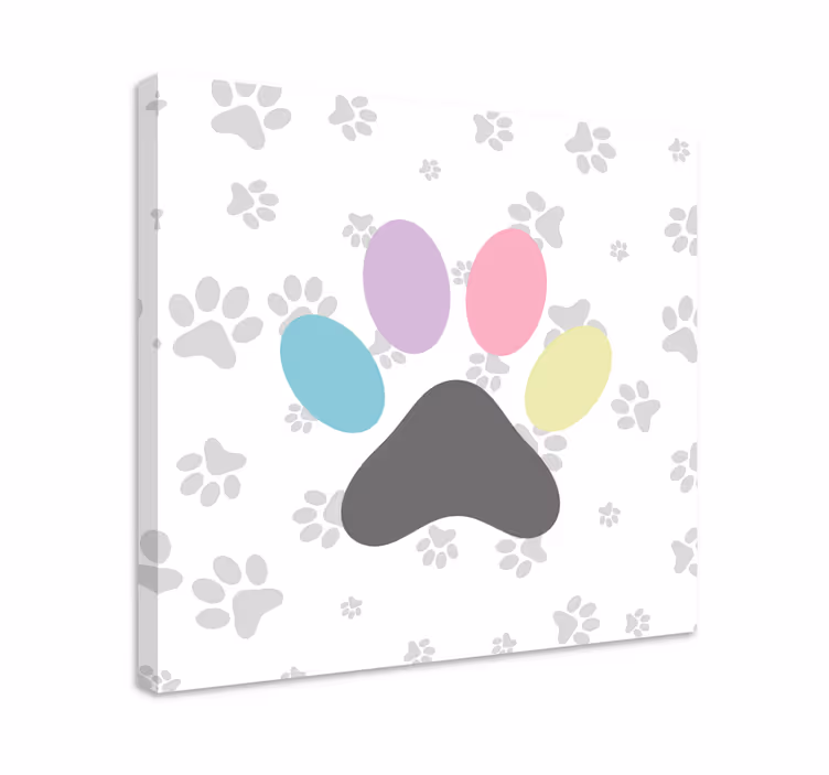 Värikkäitä tassunjälkiä koira canvas taulu - Tenstickers