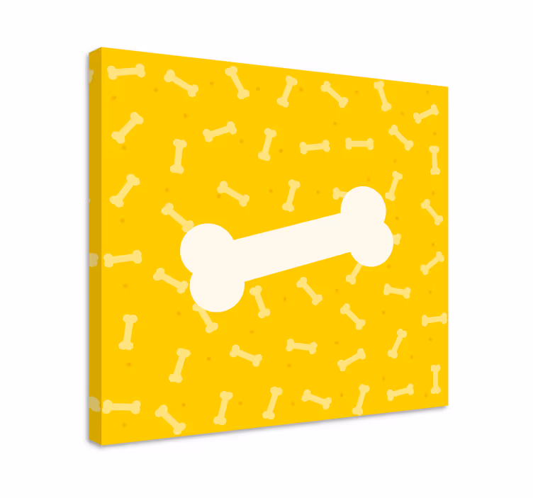 Söpö keltainen tausta koiran luu koira canvas - Tenstickers