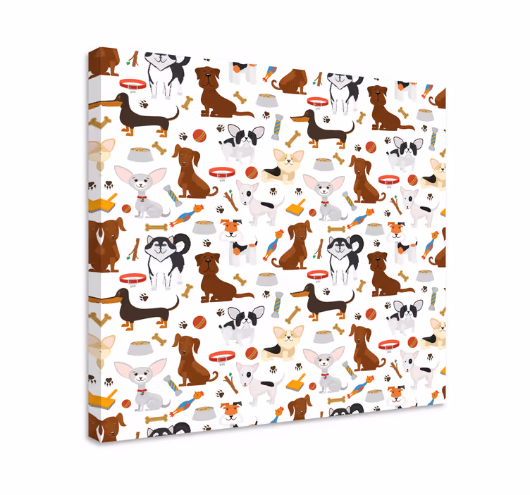 Leikkisät pennut canvas-taulussa - Tenstickers