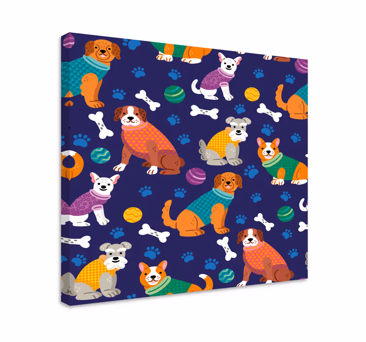 Leikkisät koirakumppanit koira canvas taulu - Tenstickers