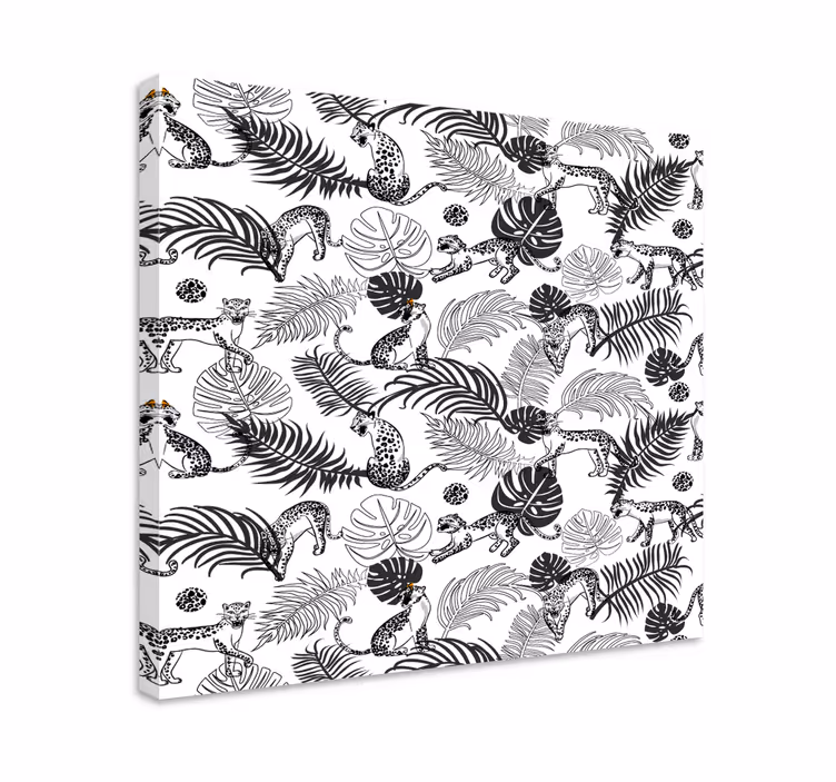Mustavalkoinen viidakko eläin canvas taulu - Tenstickers
