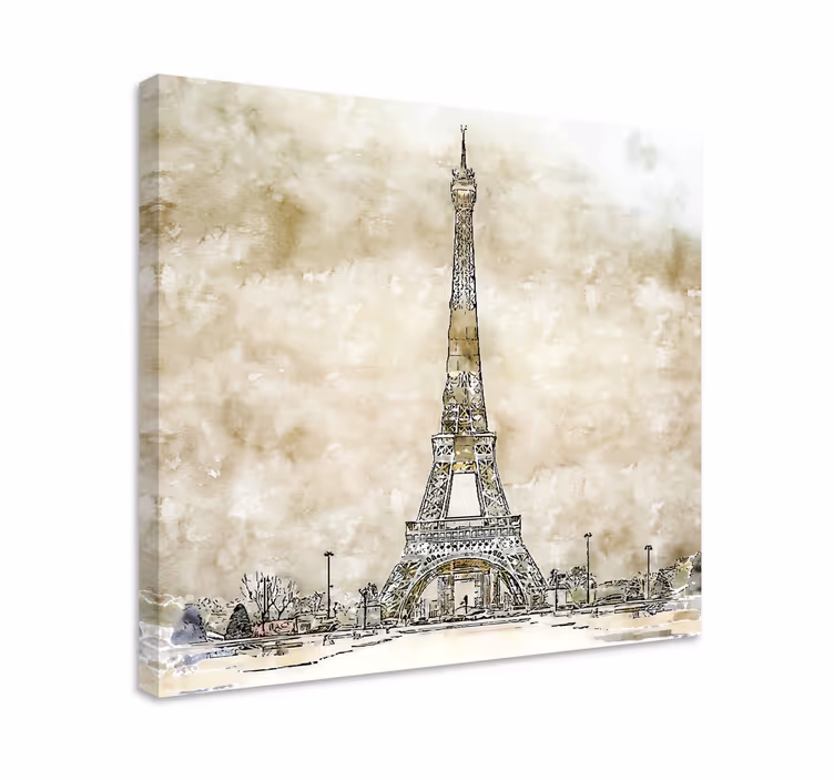 Eiffel-tornin luonnos kaupunki canvas taulu - Tenstickers
