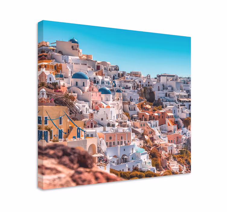 Santorinin kesäyön taivasnäkymä kaupunki canvas - Tenstickers