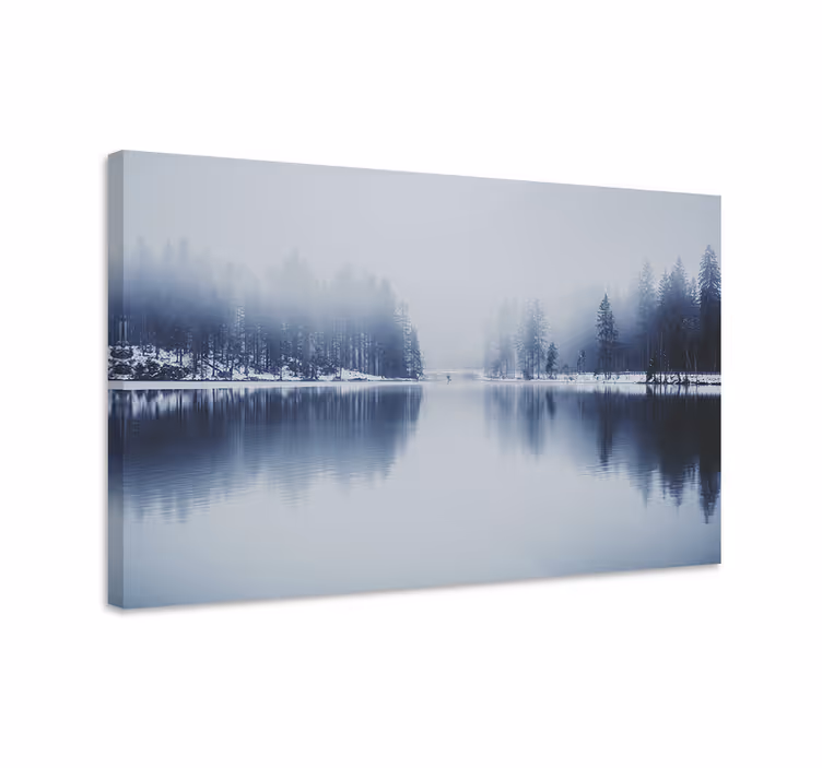Talvinen sumuinen metsä canvas taulu maisema - Tenstickers