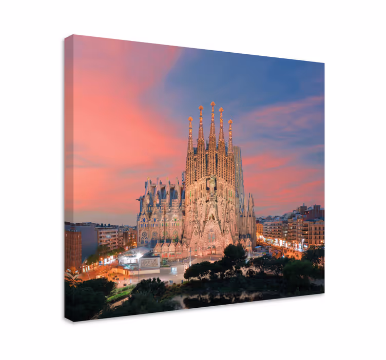 Sagrada familia auringonlasku canvas taulu - Tenstickers