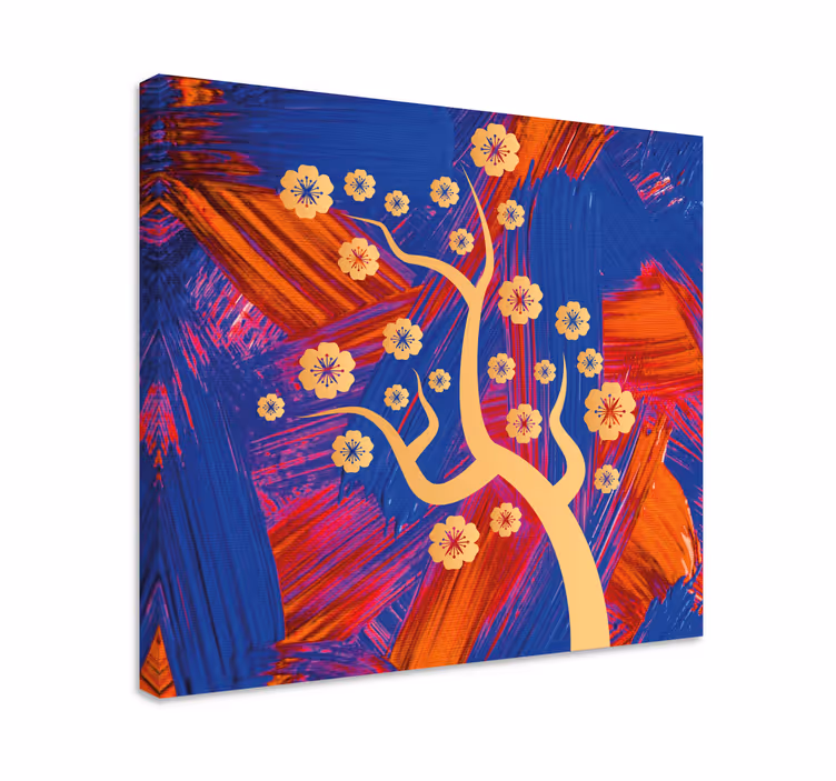 Kultainen kirsikansininen ja oranssi tausta 3d canvas - Tenstickers