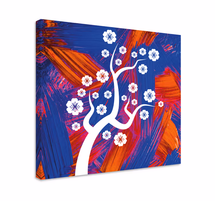 Valkoinen kukka puu canvas taulu - Tenstickers