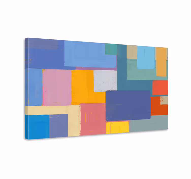 Abstrakti maalaus värikkäitä neliöitä makuuhuone canvas - Tenstickers