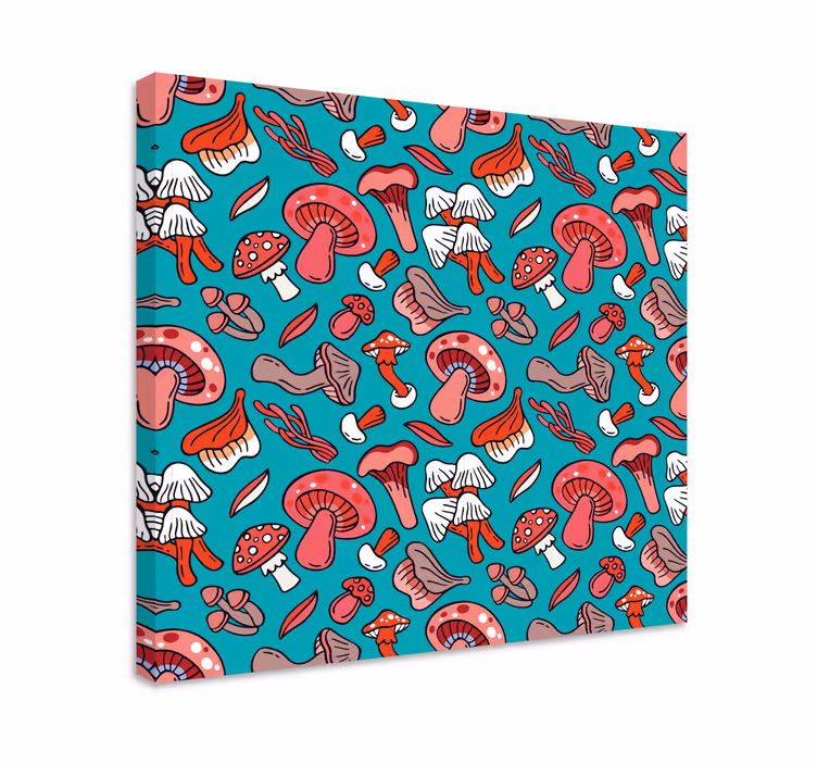 Värikäs sienikuvioinen kukka ja kasvi canvas taulu - Tenstickers