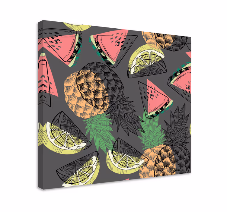 Tropiikin ananasaiheinen hedelmä canvas taulu - Tenstickers
