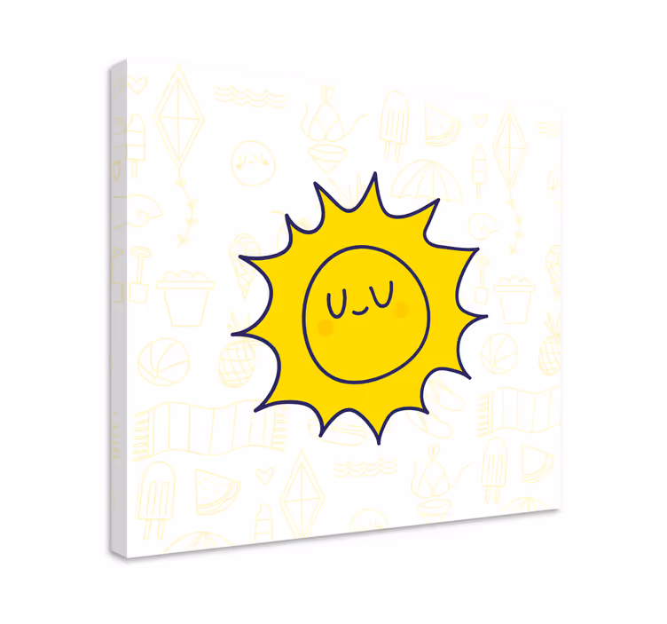 Yksinkertainen käsin piirretty aurinko makuuhuone canvas - Tenstickers