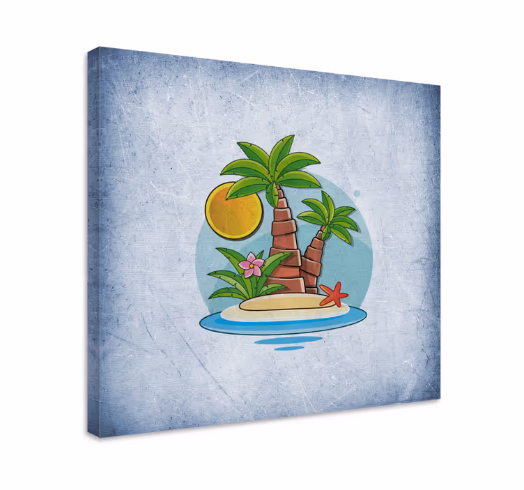 Trooppinen saari kohtaus kukka ja kasvi canvas taulu - Tenstickers
