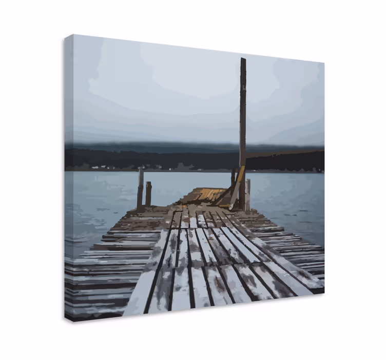 Rauhallinen puinen laituri maisema canvas taulu - Tenstickers