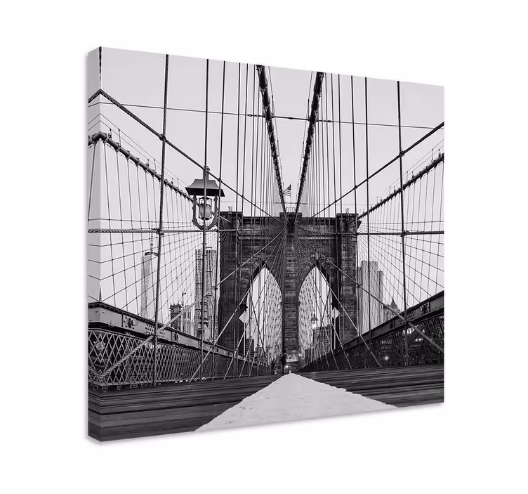 Mustavalkoinen brooklyn silta 3d canvas - Tenstickers