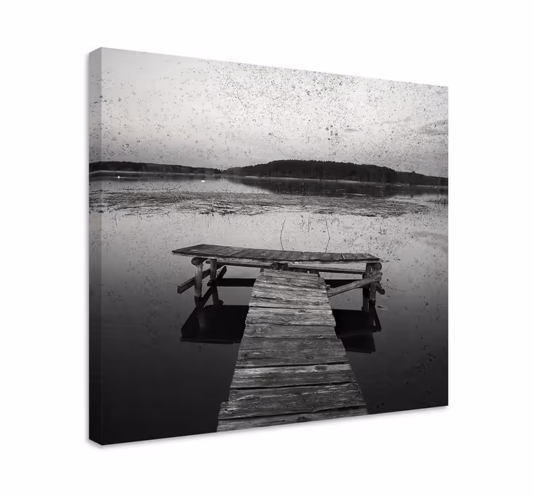 Rauhallinen järvenrantalaituri maisema canvas taulu - Tenstickers