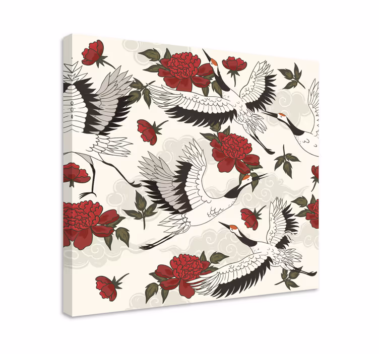 Kurjet ja kukat mandala canvas taulu - Tenstickers
