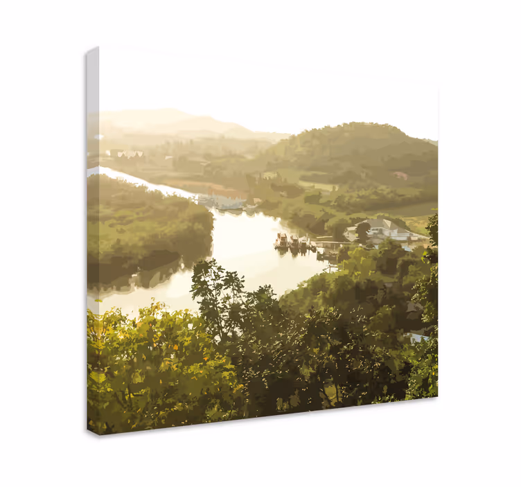 Rauhoittava joki maisema canvas taulu - Tenstickers
