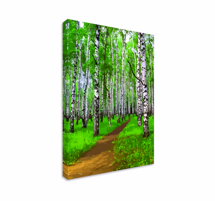 Koivumetsä auringonvalossa canvas taulu maisema - Tenstickers