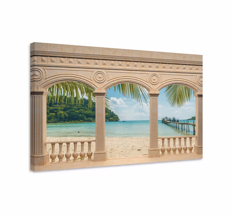 Kreikkalaisia kaaria merinäköalalla 3d canvas - Tenstickers