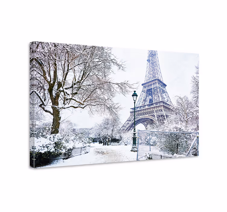 Luminen eiffel-torni talvella kaupunki canvas - Tenstickers