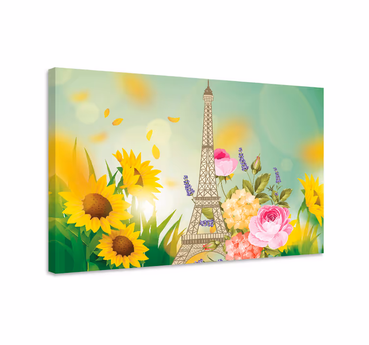 Eiffel-torni kukka ja kasvi canvas-taulu - Tenstickers
