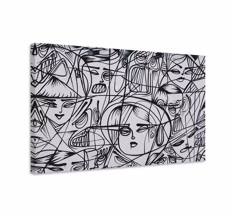 Mustavalkoisia abstrakteja kasvoja taide canvas - Tenstickers