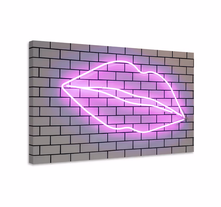 Motivoiva canvas taulu suukko neon valo - Tenstickers