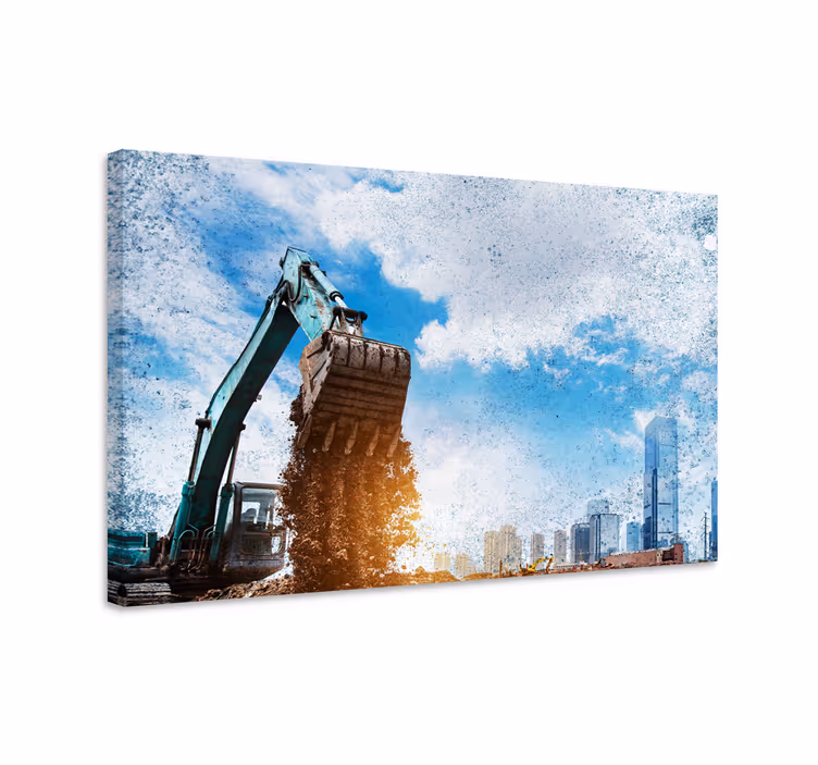 Kaivinkoneen kaupunkimaisema kaupunki canvas taulu - Tenstickers