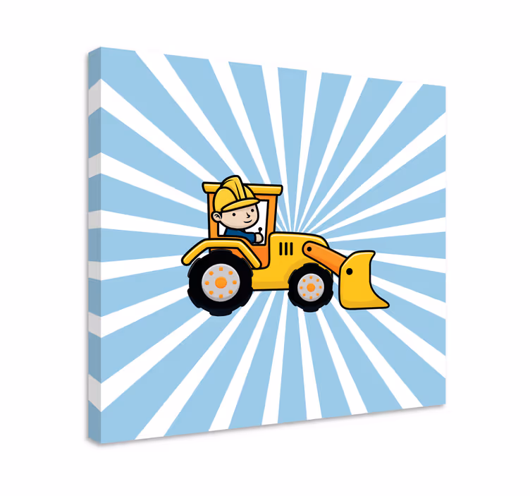 Rakennustraktori lasten canvas taulu - Tenstickers
