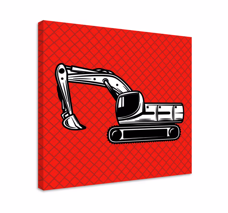 Yksivärinen iso kaivinkone lasten canvas - Tenstickers