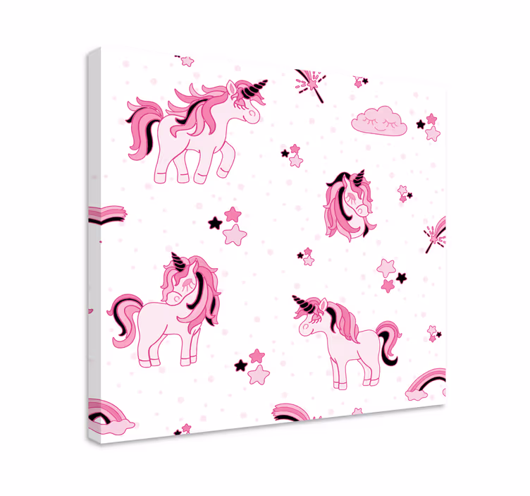 Söpöt yksisarviskuviot canvas taulussa - Tenstickers